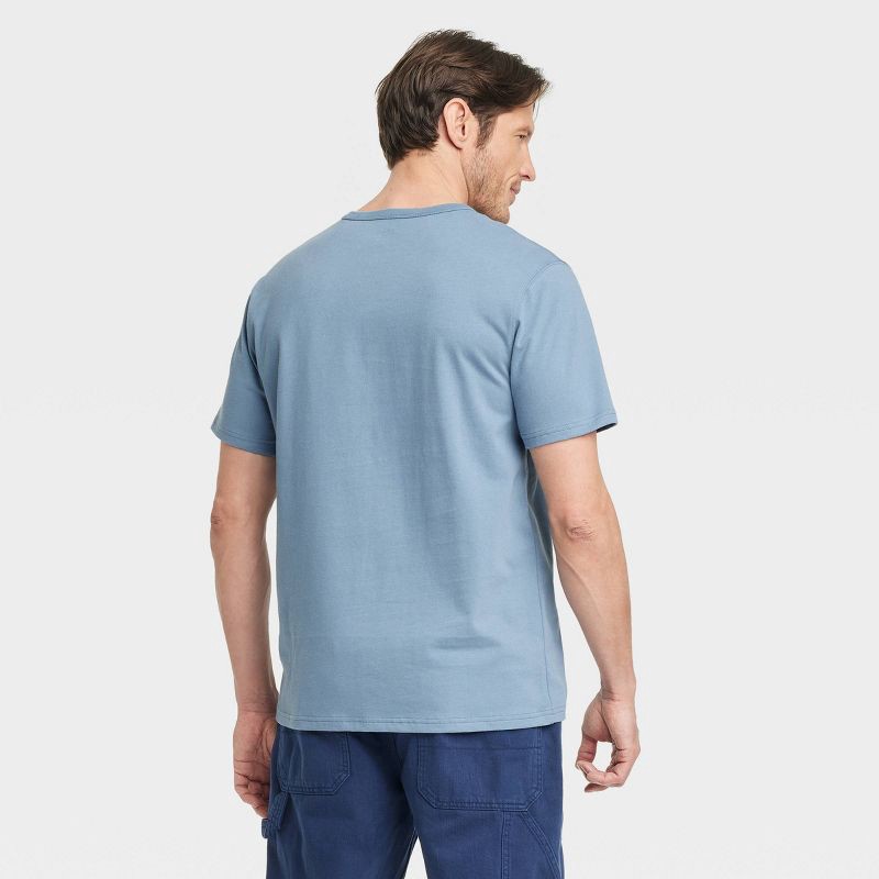slide 2 of 3, Men's Vintage Short Sleeve Henley Shirt - Goodfellow & Co™ Blue M: 100% Cotton, Midweight Jersey, Standard Fit, Pullover, 1 ct