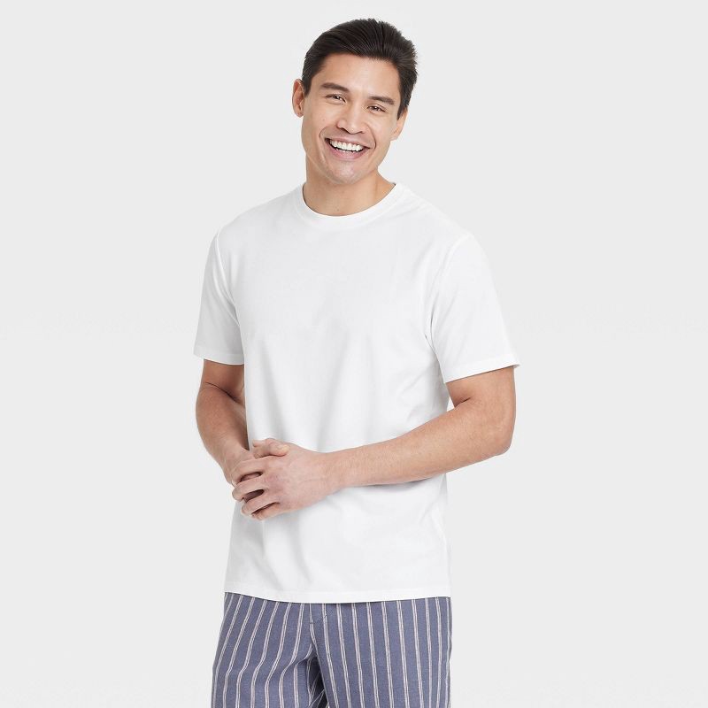 slide 1 of 3, Men's Comfort Wear T-Shirt - Goodfellow & Co™ White XL: Cotton Modal Blend, Midweight, Pullover, 1 ct