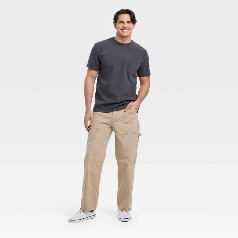 slide 3 of 3, Men's Vintage Short Sleeve Pocket T-Shirt - Goodfellow & Co™ Charcoal Gray XL: Heavyweight Cotton, Crew Neck,, 1 ct