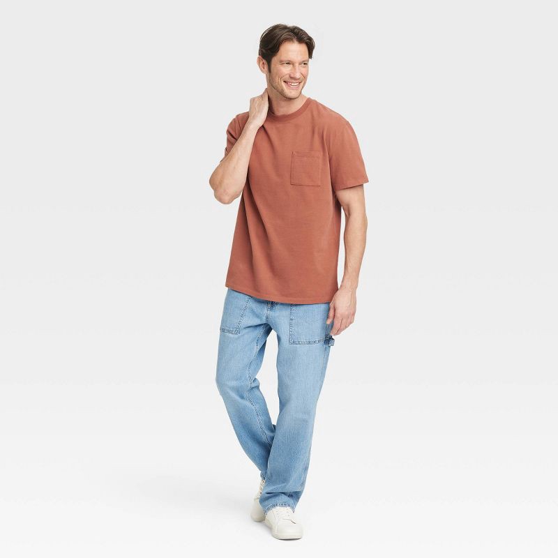 slide 3 of 3, Men's Vintage Short Sleeve Pocket T-Shirt - Goodfellow & Co™ Brown M, 1 ct