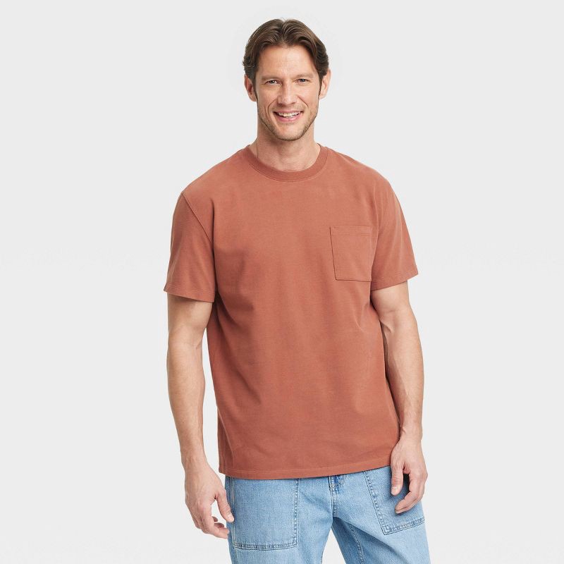 slide 1 of 3, Men's Vintage Short Sleeve Pocket T-Shirt - Goodfellow & Co™ Brown M, 1 ct