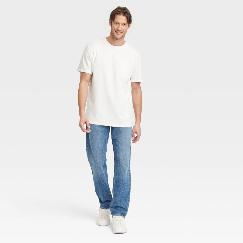slide 3 of 3, Men's Vintage Short Sleeve Pocket T-Shirt - Goodfellow & Co™ White S: Heavyweight Cotton Crew Neck, Pullover, 1 ct