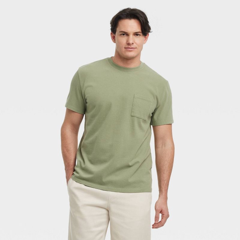 slide 1 of 3, Men's Vintage Short Sleeve Pocket T-Shirt - Goodfellow & Co™ Sage Green L, 1 ct