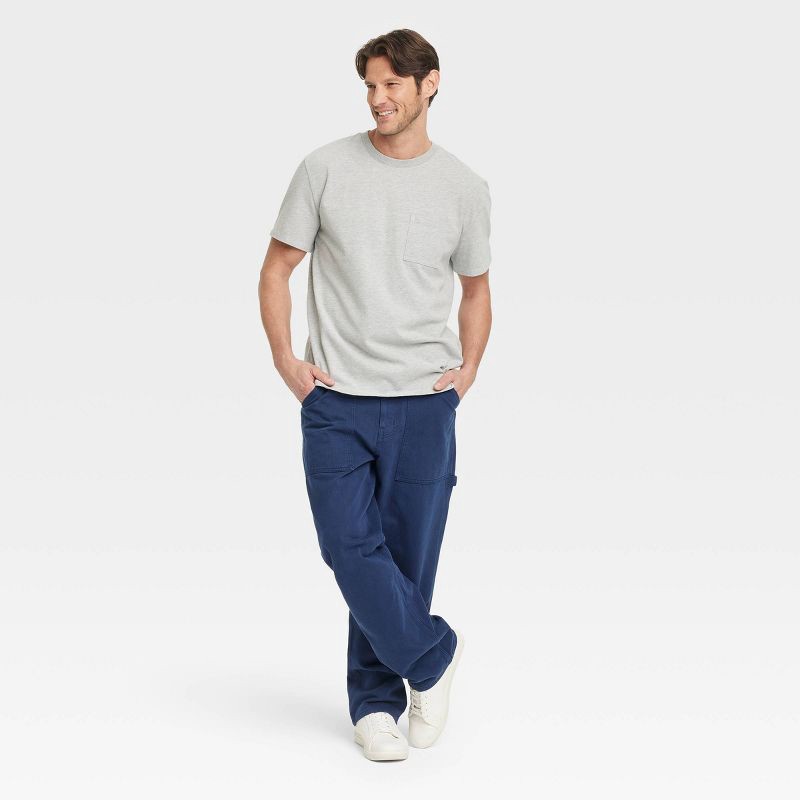 slide 3 of 3, Men's Vintage Short Sleeve Pocket T-Shirt - Goodfellow & Co™ Heathered Gray XL: Heavyweight Cotton Blend, Crew Neck, Jersey Fabric, 1 ct