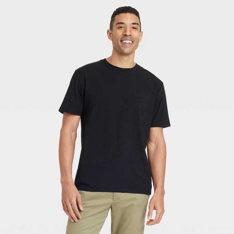 slide 1 of 3, Men's Comfort Wear T-Shirt - Goodfellow & Co™ Black S: Cotton Modal Blend, Pullover, 1 ct