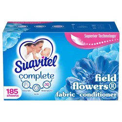 Suavitel Complete Scented Fabric Conditioner Dryer Sheets for Laundry - Field Flowers - 185 ct