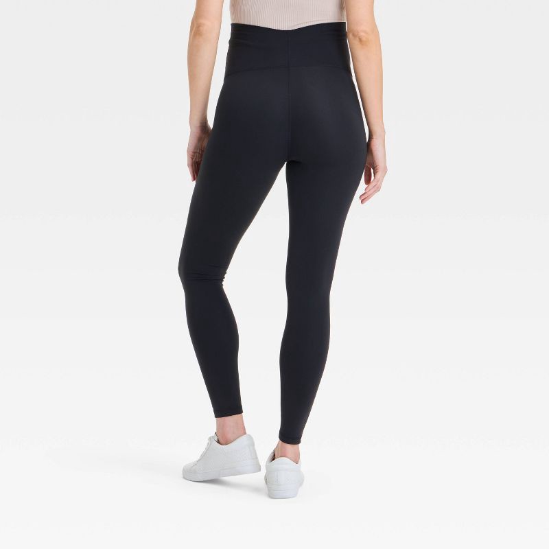 slide 2 of 5, Over Belly High-Rise Active Maternity Leggings - Isabel Maternity by Ingrid & Isabel™ Black M: Recycled Polyester, Spandex, Midweight, 1 ct