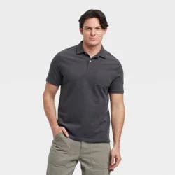 Men's Vintage Polo Shirt - Goodfellow & Co™ Charcoal Gray XL: Cotton, Midweight, Standard Fit, Short Sleeve