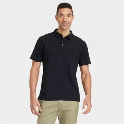 Men's Comfort Wear Polo Shirt - Goodfellow & Co™ Black L: Cotton Modal Blend, Short Sleeve
