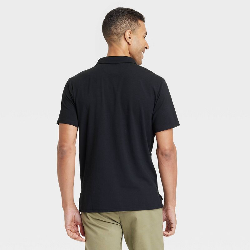 slide 2 of 3, Men's Comfort Wear Polo Shirt - Goodfellow & Co™ Black XXL: Cotton Modal Blend, Short Sleeve, 1 ct