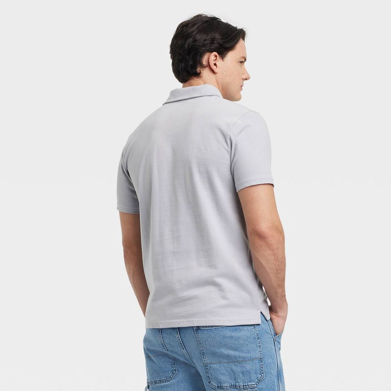 slide 2 of 3, Men's Vintage Polo Shirt - Goodfellow & Co™ Gray L: Cotton, Midweight, Standard Fit, Shrink-Resistant, 1 ct