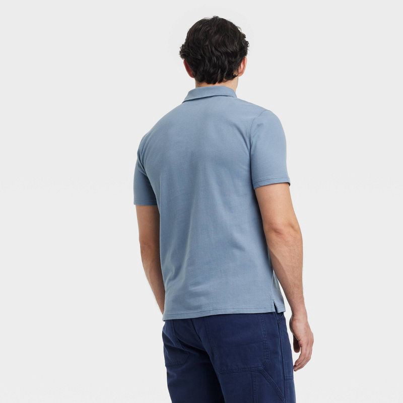 slide 3 of 3, Men's Vintage Polo Shirt - Goodfellow & Co™ Blue M: 100% Cotton, Midweight, Standard Fit, Shrink-Resistant, 1 ct