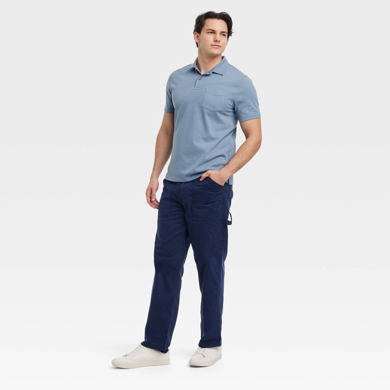 slide 2 of 3, Men's Vintage Polo Shirt - Goodfellow & Co™ Blue XXL: Cotton, Midweight, Standard Fit, Pullover, 1 ct