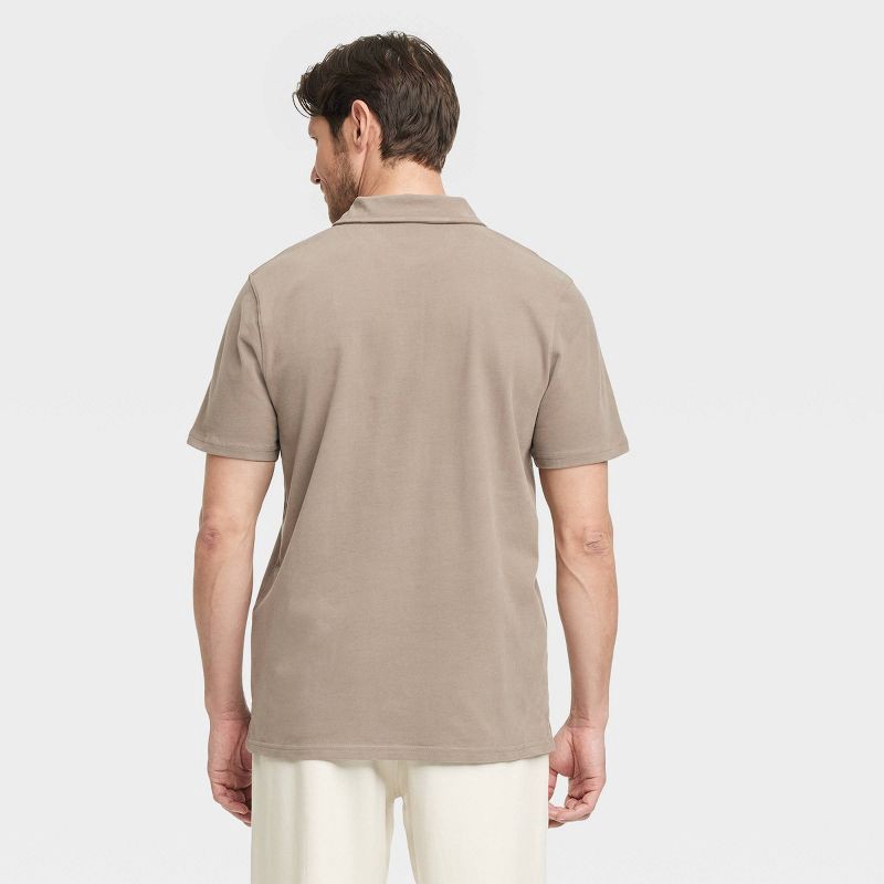 slide 2 of 3, Men's Vintage Polo Shirt - Goodfellow & Co™ Brown L: Cotton, Midweight, Standard Fit, Pullover, 1 ct