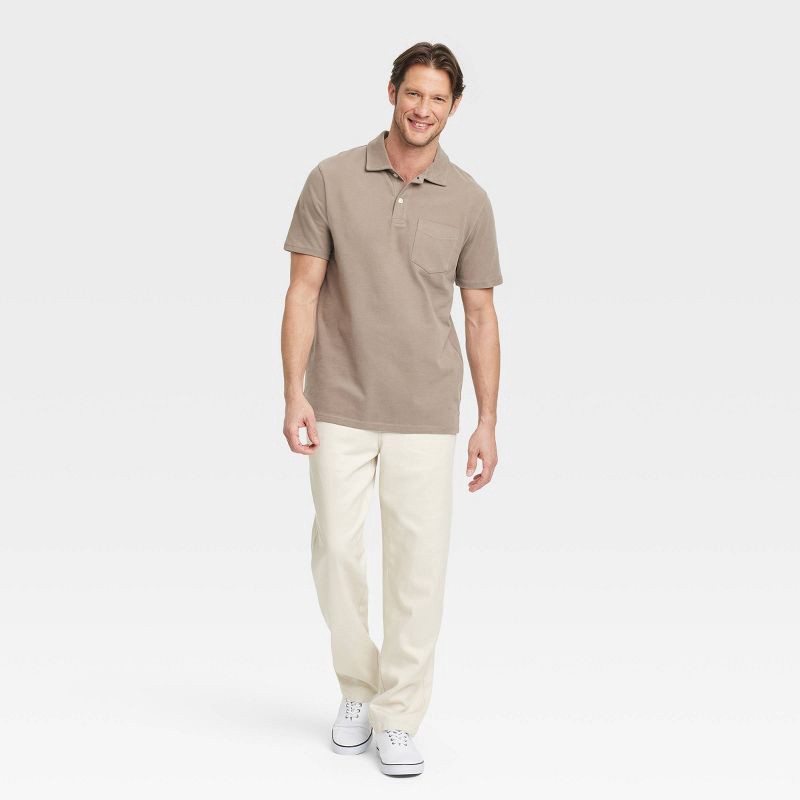 slide 3 of 3, Men's Vintage Polo Shirt - Goodfellow & Co™ Brown L: Cotton, Midweight, Standard Fit, Pullover, 1 ct