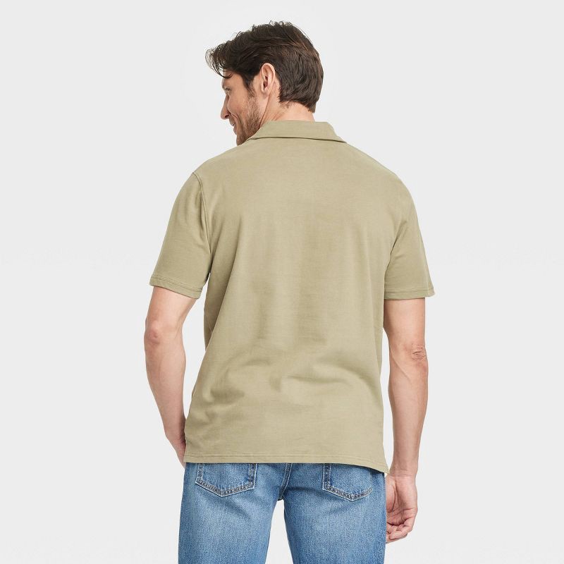 slide 2 of 3, Men's Vintage Polo Shirt - Goodfellow & Co™ Olive Green XXL: Cotton Midweight, Standard Fit, Short Sleeve, Shrink-Resistant, 1 ct