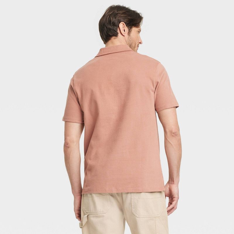 slide 2 of 3, Men's Vintage Polo Shirt - Goodfellow & Co™ Copper XXL: Cotton Midweight, Standard Fit, Short Sleeve, 1 ct