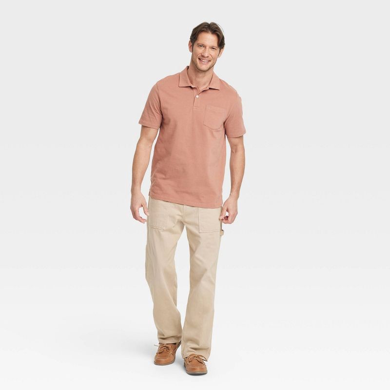 slide 3 of 3, Men's Vintage Polo Shirt - Goodfellow & Co™ Copper XXL: Cotton Midweight, Standard Fit, Short Sleeve, 1 ct