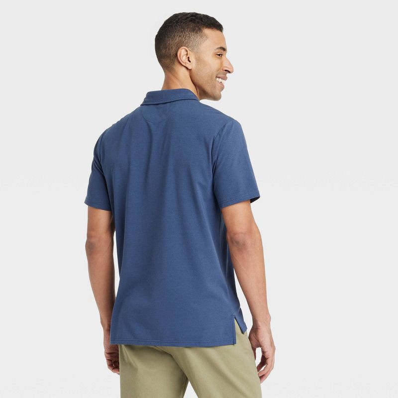 slide 2 of 3, Men's Comfort Wear Polo Shirt - Goodfellow & Co™ Navy Blue XXL: Cotton Modal Blend, Short Sleeve, 1 ct