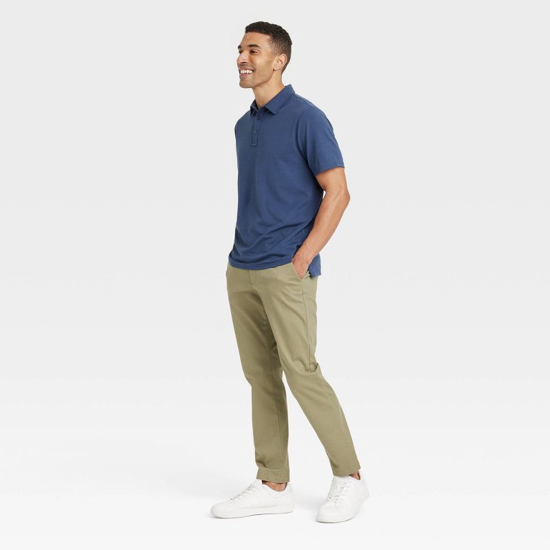 slide 3 of 3, Men's Comfort Wear Polo Shirt - Goodfellow & Co™ Navy Blue XXL: Cotton Modal Blend, Short Sleeve, 1 ct