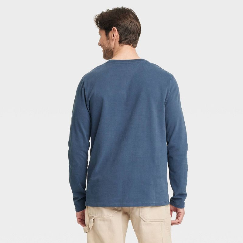 slide 2 of 3, Men's Vintage Long Sleeve Henley Shirt - Goodfellow & Co™ Navy Blue XL: Cotton, Midweight, Pullover, Shrink-Resistant, 1 ct