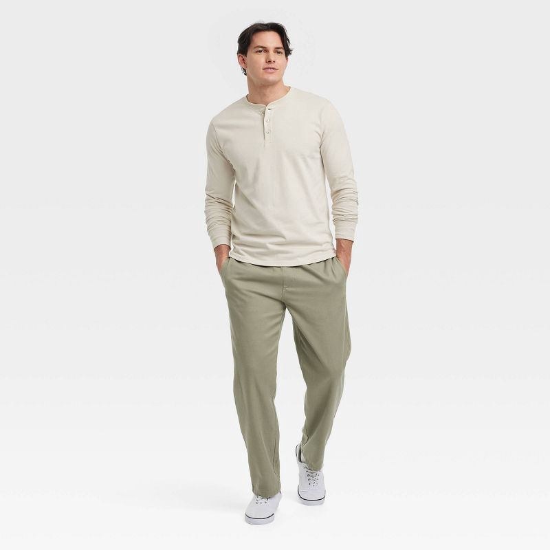 slide 3 of 3, Men's Vintage Long Sleeve Henley Shirt - Goodfellow & Co™ Light Beige L: Cotton, Midweight, Standard Fit, Pullover, 1 ct