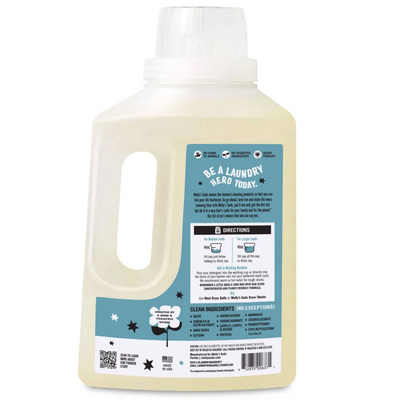 slide 2 of 8, Molly's Suds Unscented HE Concentrated Liquid Laundry Detergent 90 Loads - 46 fl oz, 46 fl oz