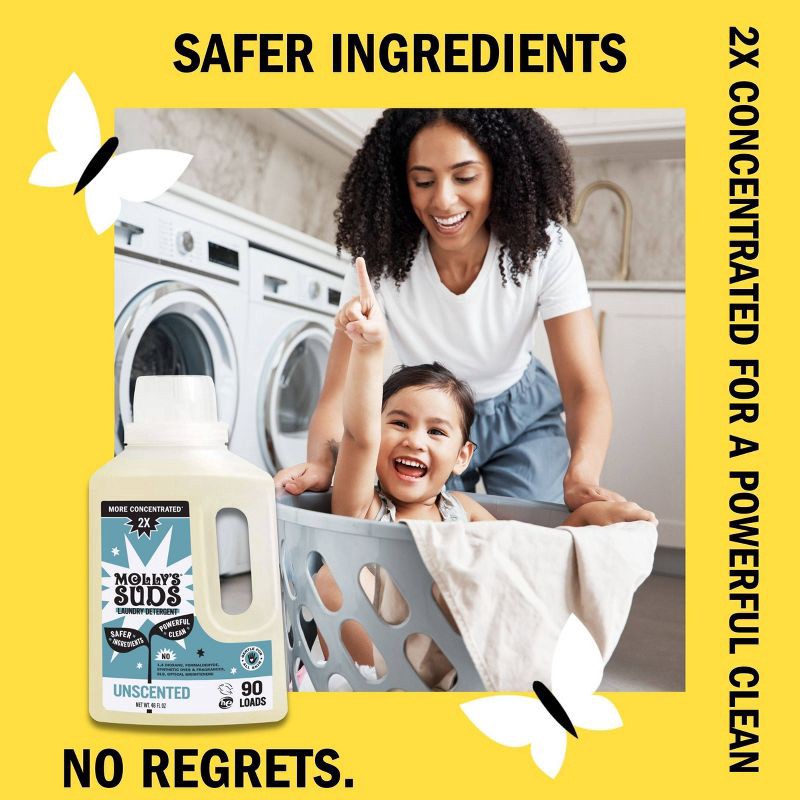 slide 4 of 8, Molly's Suds Unscented HE Concentrated Liquid Laundry Detergent 90 Loads - 46 fl oz, 46 fl oz