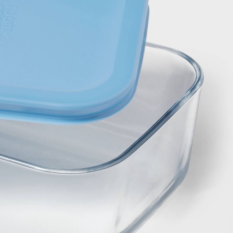 slide 3 of 3, 4pc (set of 2) 4c Rectangular Glass Food Storage Container Set Blue - Room Essentials™, 4 ct