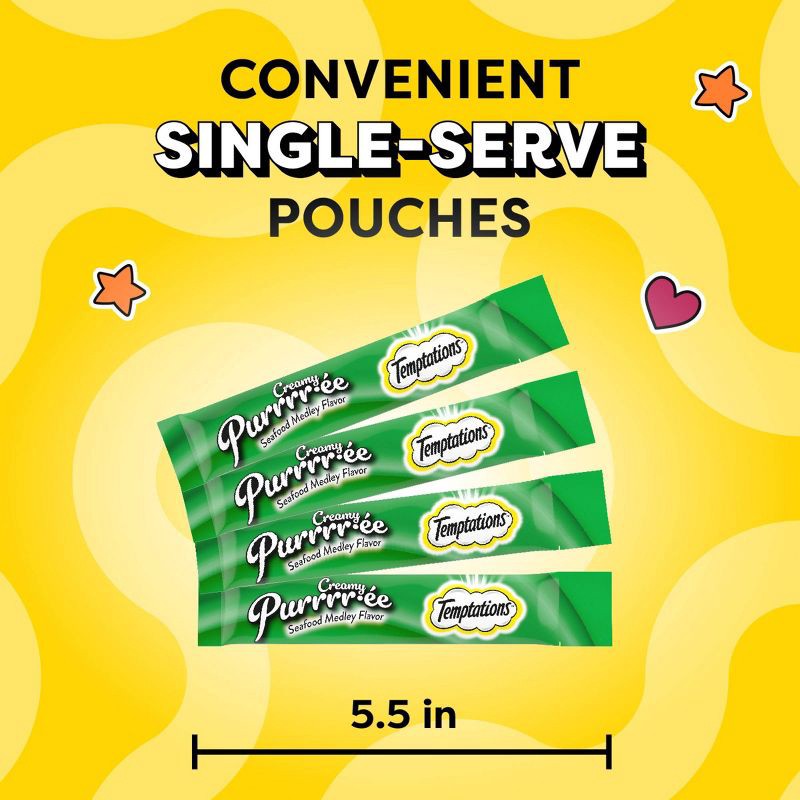 slide 3 of 10, Temptations Seafood, Shrimp and Salmon Flavor Puree Cat Treats - 6.7oz, 6.7 oz