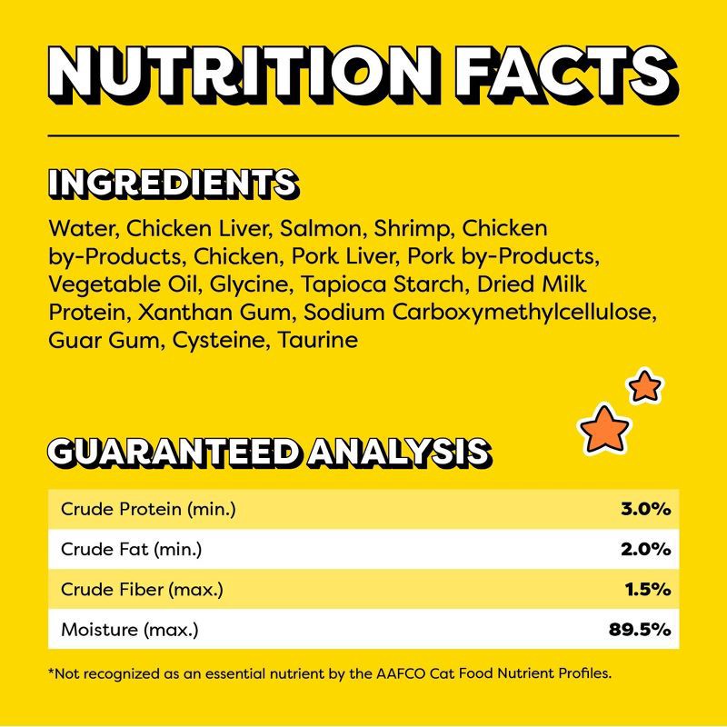 slide 10 of 10, Temptations Seafood, Shrimp and Salmon Flavor Puree Cat Treats - 6.7oz, 6.7 oz