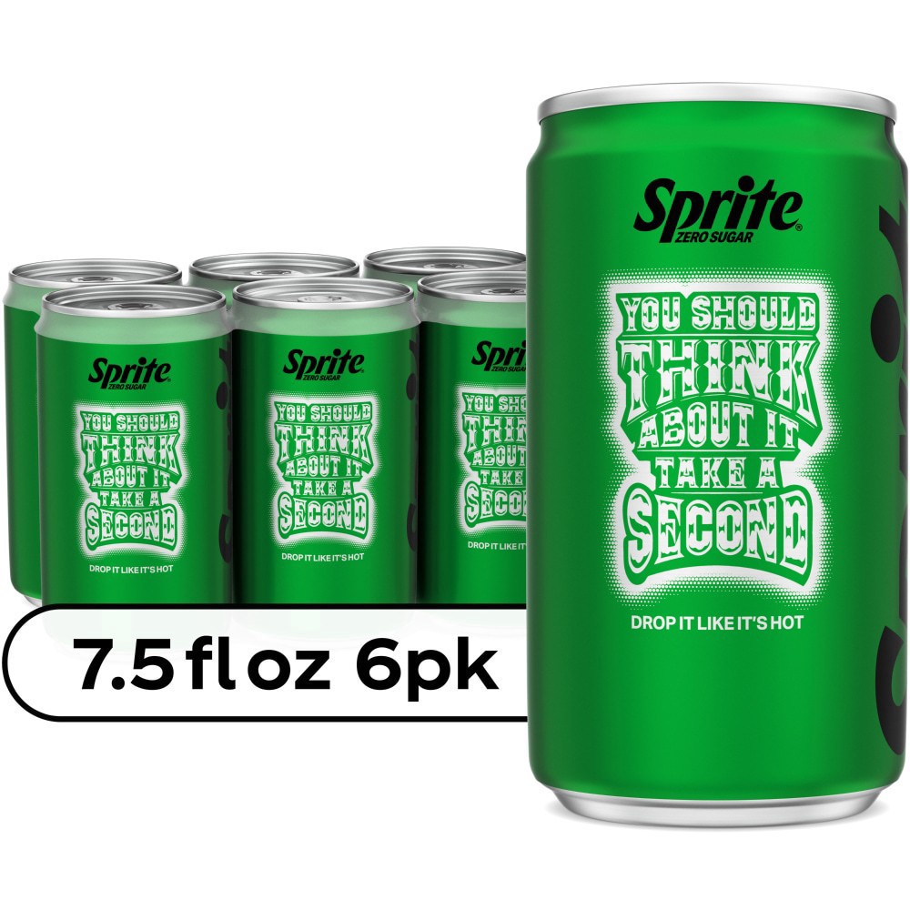 slide 1 of 1, Sprite Zero Sugar Lemon Lime Diet Soda Pop Soft Drinks, 7.5 fl oz, 6 Pack, 6 ct; 7.5 fl oz