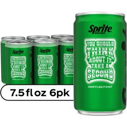 Sprite Zero Sugar Lemon Lime Diet Soda Pop Soft Drinks, 7.5 fl oz, 6 Pack