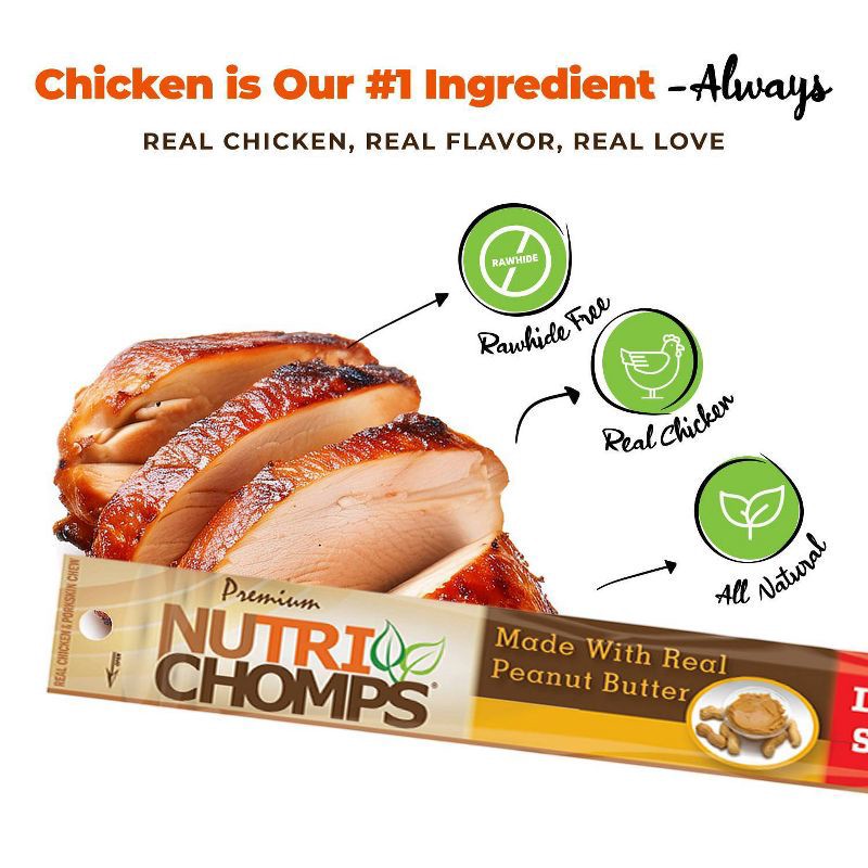 slide 4 of 7, Nutri Chomps Peanut Butter Flavor Long Stick Rawhide Alternatives Dog Treats - 1.76oz, 1.76 oz