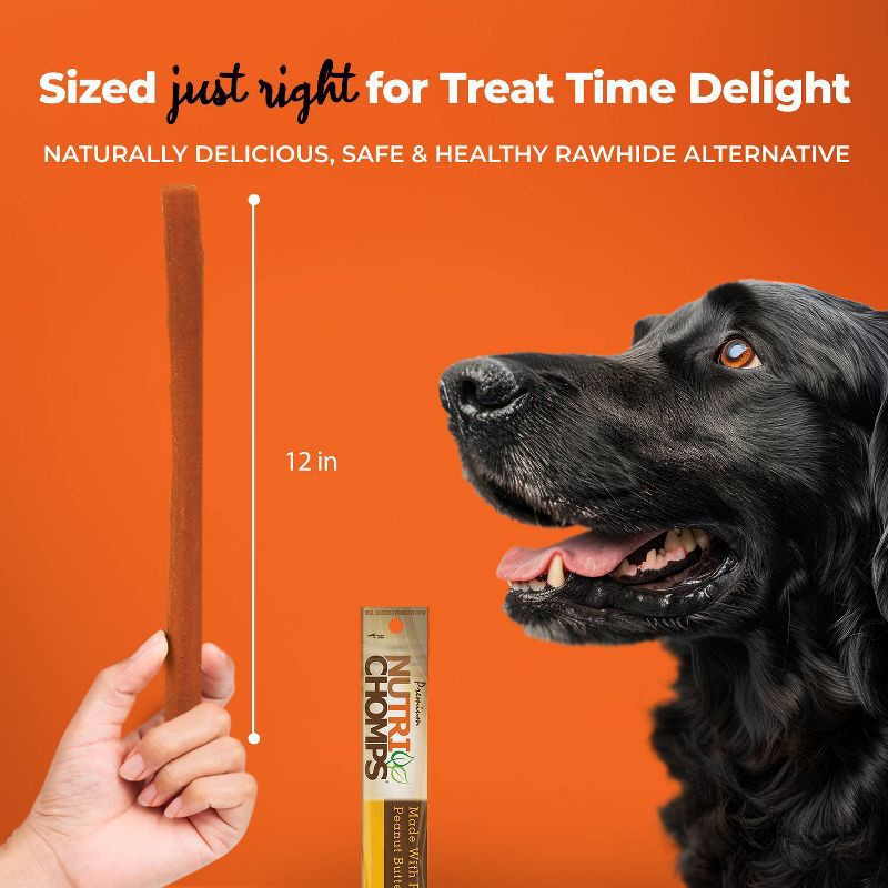 slide 5 of 7, Nutri Chomps Peanut Butter Flavor Long Stick Rawhide Alternatives Dog Treats - 1.76oz, 1.76 oz