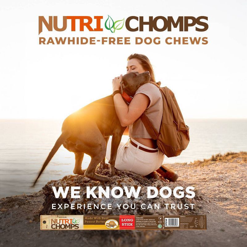 slide 7 of 7, Nutri Chomps Peanut Butter Flavor Long Stick Rawhide Alternatives Dog Treats - 1.76oz, 1.76 oz