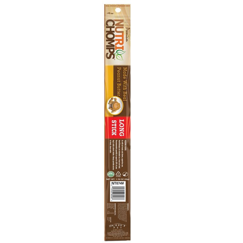 slide 1 of 7, Nutri Chomps Peanut Butter Flavor Long Stick Rawhide Alternatives Dog Treats - 1.76oz, 1.76 oz