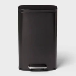45L Rectangular Black Stainless Step Trash Can - Brightroom™