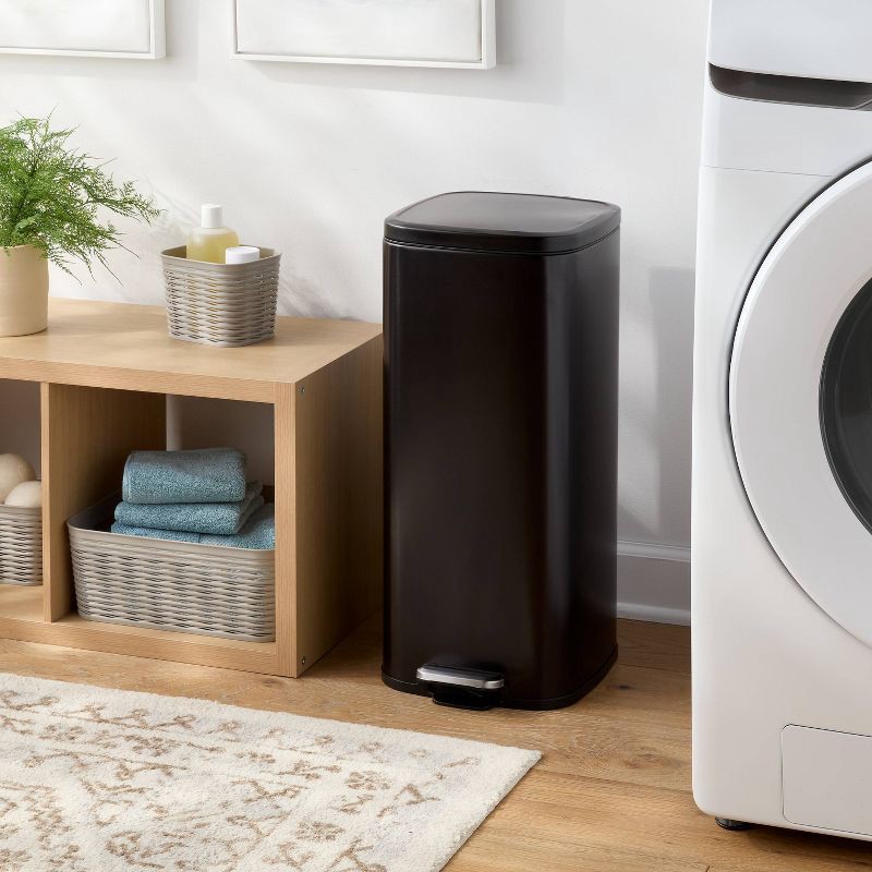 slide 2 of 4, 30L Soft Square Step Trash Can Black - Brightroom™, 30 liter
