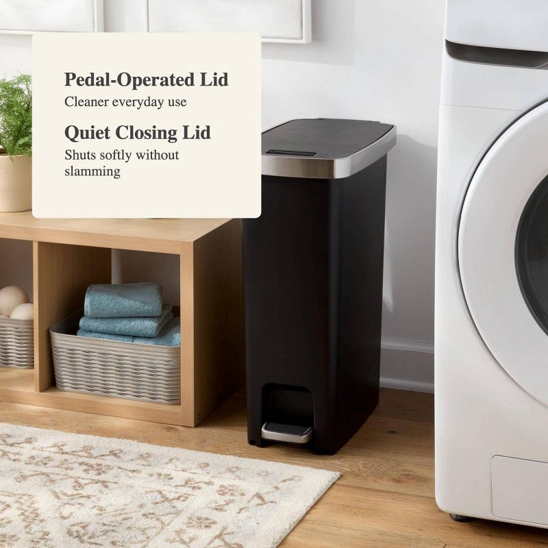 slide 4 of 4, 45L Slim Resin Step Trash Can with Stainless Band - Brightroom™, 45 liter