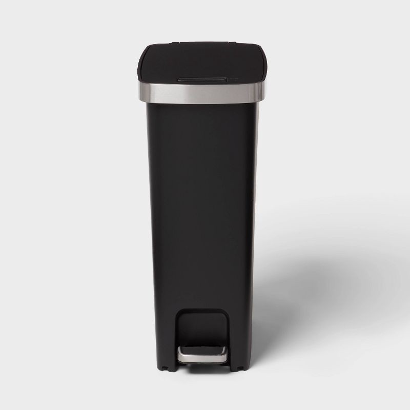 slide 1 of 4, 45L Slim Resin Step Trash Can with Stainless Band - Brightroom™, 45 liter