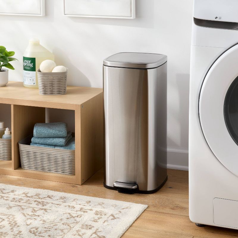 slide 2 of 4, 30L Soft Square Step Trash Can Silver - Brightroom™, 30 liter