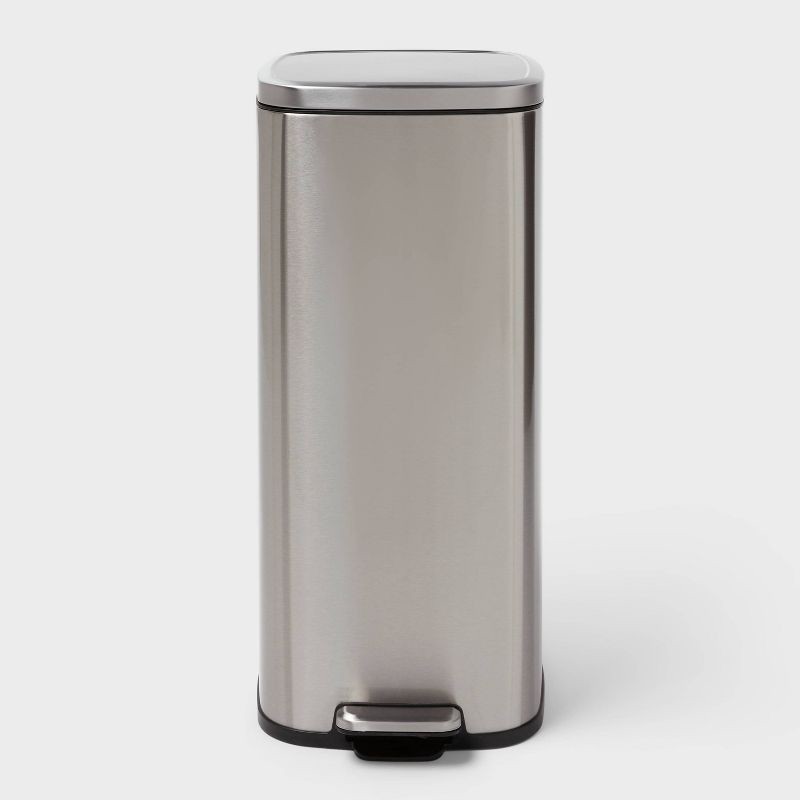 slide 1 of 4, 30L Soft Square Step Trash Can Silver - Brightroom™, 30 liter