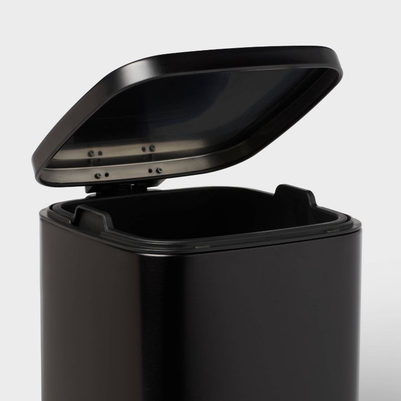 slide 3 of 4, 12L Soft Square Stainless Step Trash Can Black - Brightroom™, 12 liter