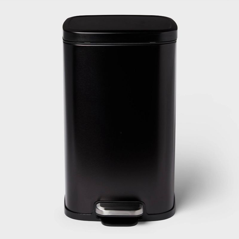 slide 1 of 4, 12L Soft Square Stainless Step Trash Can Black - Brightroom™, 12 liter