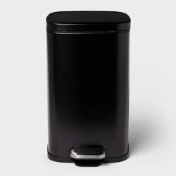 12L Soft Square Stainless Step Trash Can Black - Brightroom™