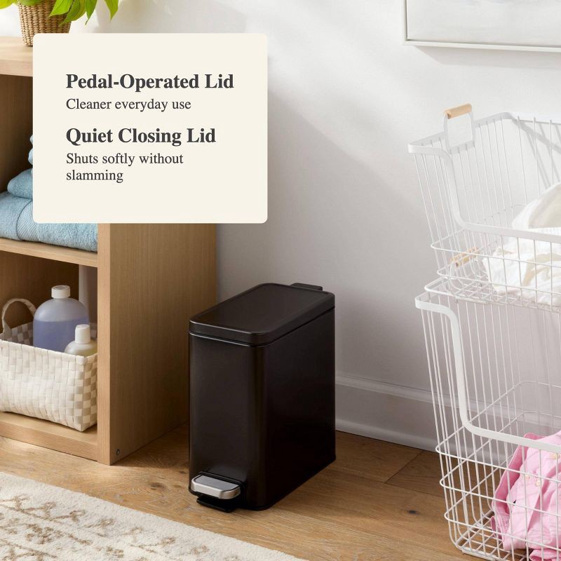slide 4 of 4, 10L Stainless Slim Step Trash Can Black - Brightroom™, 10 liter