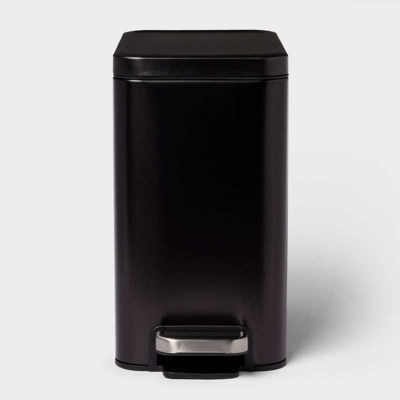 slide 1 of 4, 10L Stainless Slim Step Trash Can Black - Brightroom™, 10 liter