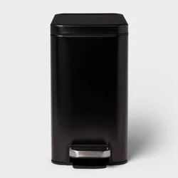 10L Stainless Slim Step Trash Can Black - Brightroom™
