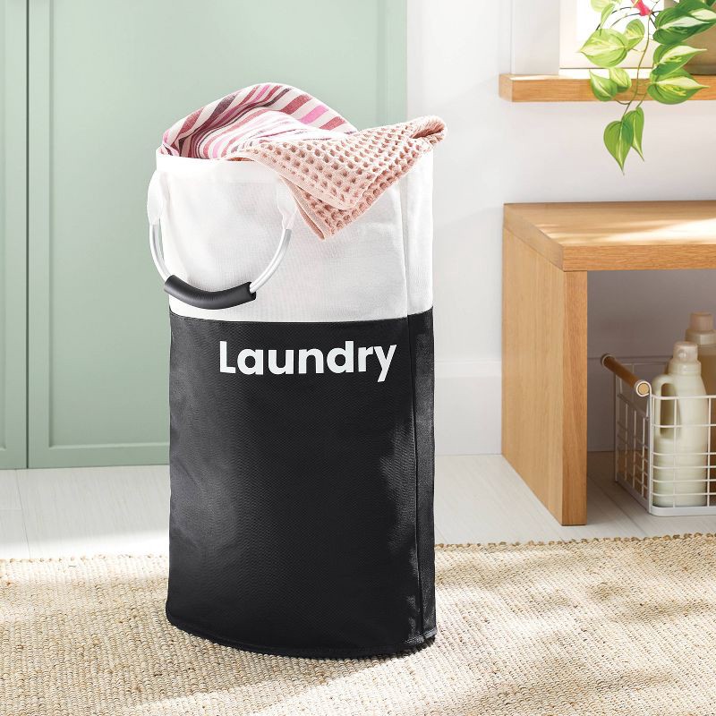 slide 2 of 3, Scripted Structured Collapsible Hamper - Black - Brightroom™, 1 ct